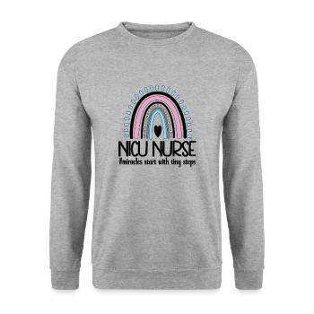NICU Infirmière en soins intensifs néonatologiques - Sweat-shirt Unisexe - gris chiné - Devant - Alina (178cm) & Michal (187cm)