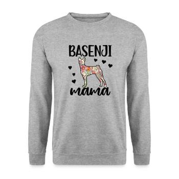 Basenji Mama Basenji Hundebesitzerin Basenji Mom - Unisex Pullover - Weißgrau meliert - Vorne - Alina (178cm) & Michal (187cm)