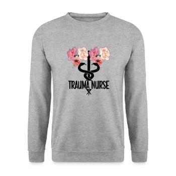 Trauma-Krankenschwester Traumatologie Pflegerin - Unisex Pullover - Weißgrau meliert - Vorne - Alina (178cm) & Michal (187cm)