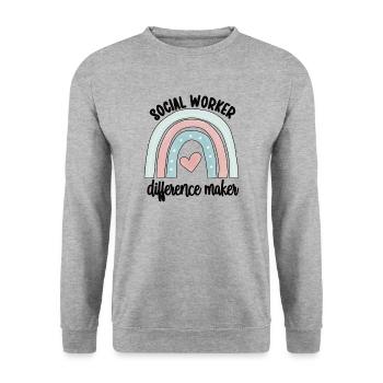 Sozialarbeiter Soziale Arbeit Streetworker Team - Unisex Pullover - Weißgrau meliert - Vorne - Alina (178cm) & Michal (187cm)