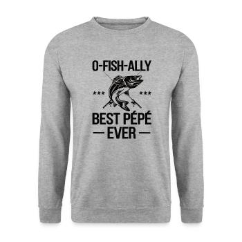 Pepe Opa Fischer Angler Fischen Pepe Großvater - Unisex Pullover - Weißgrau meliert - Vorne - Alina (178cm) & Michal (187cm)