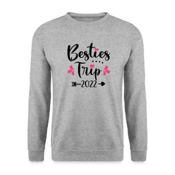 Besties Trip 2022 BFF Best Friends Holiday - Unisex Sweatshirt - salt & pepper - Front - Alina (178cm) & Michal (187cm)