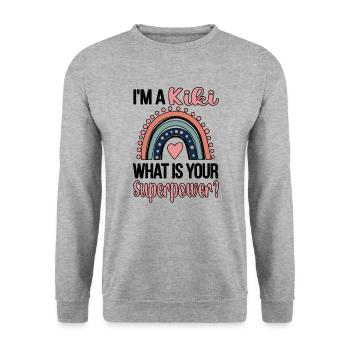 Kiki Grand-mère Cadeau de fête des mères Kiki Grand-mère Sweet - Sweat-shirt Unisexe - gris chiné - Devant - Alina (178cm) & Michal (187cm)
