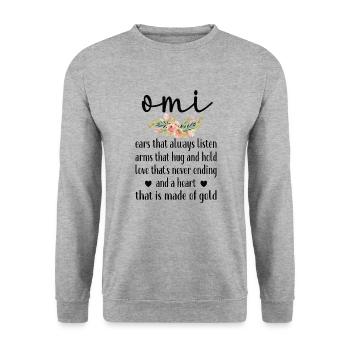 Beste Omi Oma Muttertag Geschenk Omi Großmutter - Unisex Pullover - Weißgrau meliert - Vorne - Alina (178cm) & Michal (187cm)