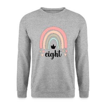 Boho Rainbow 8th Birthday Party Gift - Unisex Sweatshirt - salt & pepper - Front - Alina (178cm) & Michal (187cm)