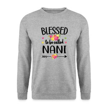 Beste Nani Oma Muttertag Geschenk Nani Großmutter - Unisex Pullover - Weißgrau meliert - Vorne - Alina (178cm) & Michal (187cm)