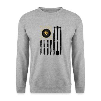 Goldwaschen Goldwäscher Goldschürfer Goldsuche - Unisex Pullover - Weißgrau meliert - Vorne - Alina (178cm) & Michal (187cm)