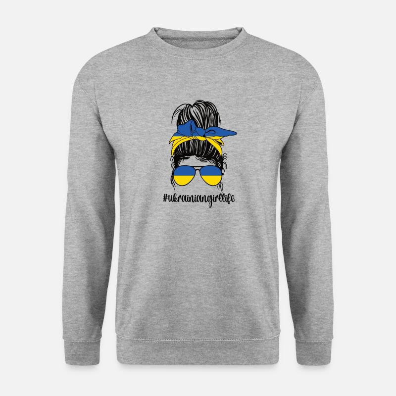 Ukrainerin Ukraine Flagge Ukrainische Wurzeln - Unisex Pullover - Weißgrau meliert