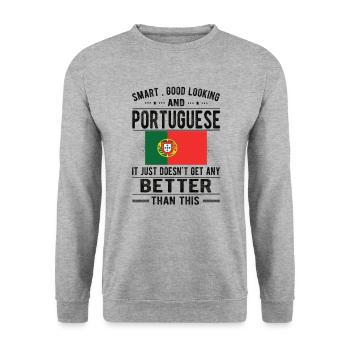 Portuguese Portugal Flag Portuguese origin - Unisex Sweatshirt - salt & pepper - Front - Alina (178cm) & Michal (187cm)