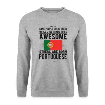 Portuguese Portugal Flag Portuguese origin - Unisex Sweatshirt - salt & pepper - Front - Alina (178cm) & Michal (187cm)