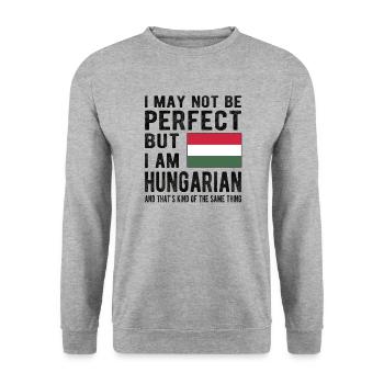 Stolzer Ungar Ungarn Flagge Ungarische Herkunft - Unisex Pullover - Weißgrau meliert - Vorne - Alina (178cm) & Michal (187cm)