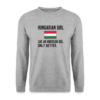 Proud Hungarian Hungary Flag Hungarian roots - Unisex Sweatshirt - salt & pepper - Front - Alina (178cm) & Michal (187cm)