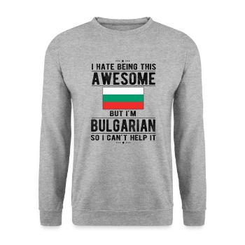 Bulgare Bulgarien Flagge Bulgarische Herkunft - Unisex Pullover - Weißgrau meliert - Vorne - Alina (178cm) & Michal (187cm)