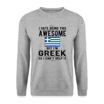 Greek Greece Flag Greek origin - Unisex Sweatshirt - salt & pepper - Front - Alina (178cm) & Michal (187cm)