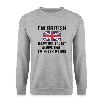 Brite Großbritannien Herkunft Britische Flagge - Unisex Pullover - Weißgrau meliert - Vorne - Alina (178cm) & Michal (187cm)