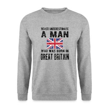 Brite Großbritannien Herkunft Britische Flagge - Unisex Pullover - Weißgrau meliert - Vorne - Alina (178cm) & Michal (187cm)
