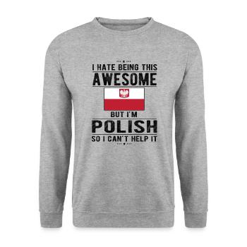 Pole Pologne Drapeau Origine polonaise Racines Pologne - Sweat-shirt Unisexe - gris chiné - Devant - Alina (178cm) & Michal (187cm)