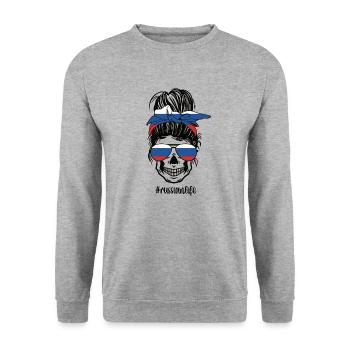 Fier drapeau russe Russie Racines russes - Sweat-shirt Unisexe - gris chiné - Devant - Alina (178cm) & Michal (187cm)