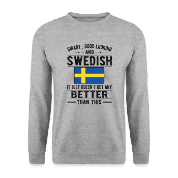 Suédois Suède Drapeau Origine suédoise - Sweat-shirt Unisexe - gris chiné - Devant - Alina (178cm) & Michal (187cm)