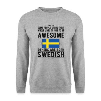 Suédois Suède Drapeau Origine suédoise - Sweat-shirt Unisexe - gris chiné - Devant - Alina (178cm) & Michal (187cm)