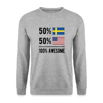Moitié suédois moitié américain Usa Suède Drapeau - Sweat-shirt Unisexe - gris chiné - Devant - Alina (178cm) & Michal (187cm)