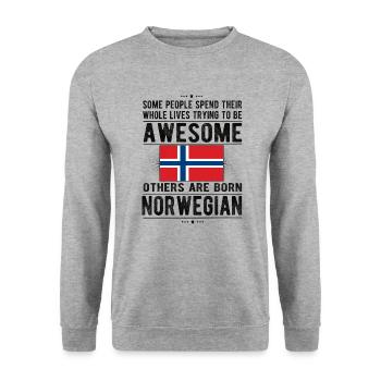 Norvège Norvégienne Drapeau Origine norvégienne - Sweat-shirt Unisexe - gris chiné - Devant - Alina (178cm) & Michal (187cm)