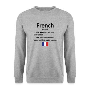 Français Racines Français du drapeau de la France - Sweat-shirt Unisexe - gris chiné - Devant - Alina (178cm) & Michal (187cm)