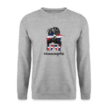 Dominican Dominican Republic Flag - Unisex Sweatshirt - salt & pepper - Front - Alina (178cm) & Michal (187cm)