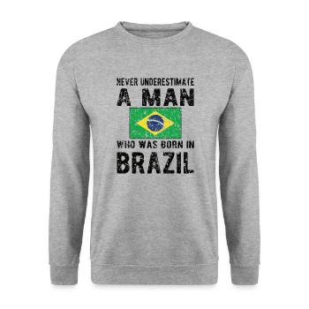 Brésil Brésil Drapeau brésilien - Sweat-shirt Unisexe - gris chiné - Devant - Alina (178cm) & Michal (187cm)