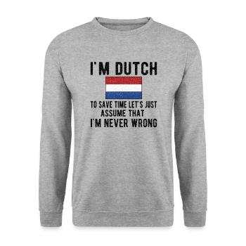 Pays-Bas néerlandais Drapeau néerlandais - Sweat-shirt Unisexe - gris chiné - Devant - Alina (178cm) & Michal (187cm)