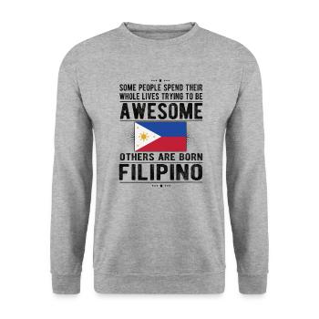 Proud Filipino born in Philippines flag - Unisex Sweatshirt - salt & pepper - Front - Alina (178cm) & Michal (187cm)