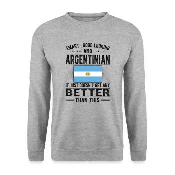 Fier Argentin né en Argentine Drapeau - Sweat-shirt Unisexe - gris chiné - Devant - Alina (178cm) & Michal (187cm)