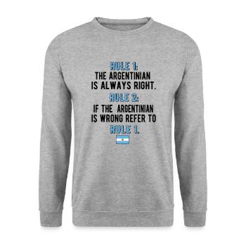 Fier drapeau argentin d’origine argentine - Sweat-shirt Unisexe - gris chiné - Devant - Alina (178cm) & Michal (187cm)