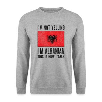 Proud Albanian Albanian flag - Unisex Sweatshirt - salt & pepper - Front - Alina (178cm) & Michal (187cm)