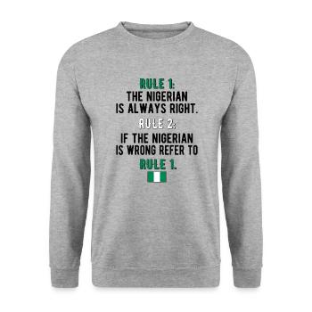 Fier Nigérian Nigeria Racines nigérianes - Sweat-shirt Unisexe - gris chiné - Devant - Alina (178cm) & Michal (187cm)