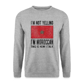 Marokkaner Marokko Herkunft Marokkanische Flagge - Unisex Pullover - Weißgrau meliert - Vorne - Alina (178cm) & Michal (187cm)