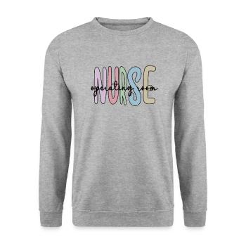 Surgical Nurse Surgical Nurse Nurse - Unisex Sweatshirt - salt & pepper - Front - Alina (178cm) & Michal (187cm)