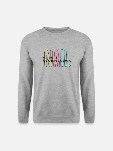 Nail Artist Geschenk Maniküristin Nageldesigner - Unisex Pullover - Weißgrau meliert