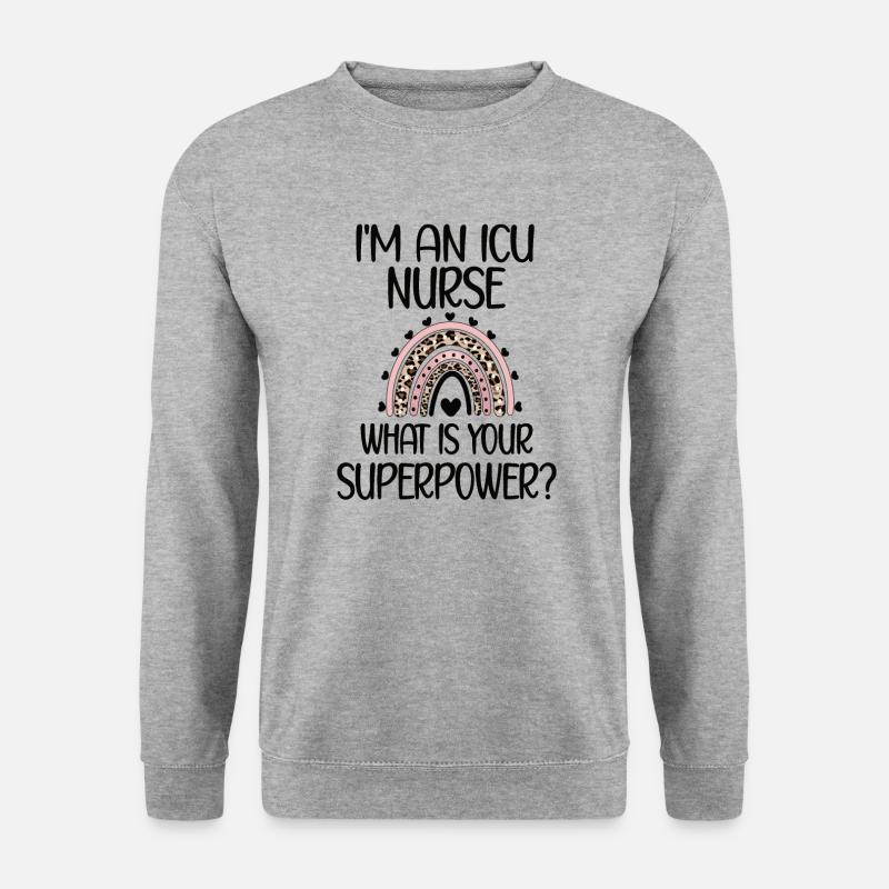 ICU Krankenpfleger Intensivkrankenschwester - Unisex Pullover - Weißgrau meliert