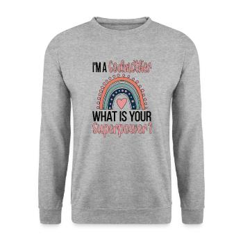 Marraine Fête des Mères Fier Cadeau de Baptême de Marraine - Sweat-shirt Unisexe - gris chiné - Devant - Alina (178cm) & Michal (187cm)