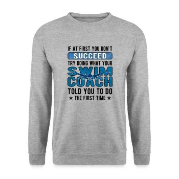 Schwimmtrainer Trainer Schwimmverein Schwimmcoach - Unisex Pullover - Weißgrau meliert - Vorne - Alina (178cm) & Michal (187cm)