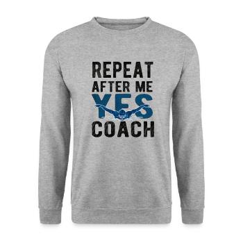 Schwimmtrainer Trainer Schwimmverein Schwimmcoach - Unisex Pullover - Weißgrau meliert - Vorne - Alina (178cm) & Michal (187cm)