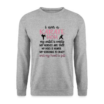 Meilleur cadeau de maman de karaté Fière maman de karaté - Sweat-shirt Unisexe - gris chiné - Devant - Alina (178cm) & Michal (187cm)