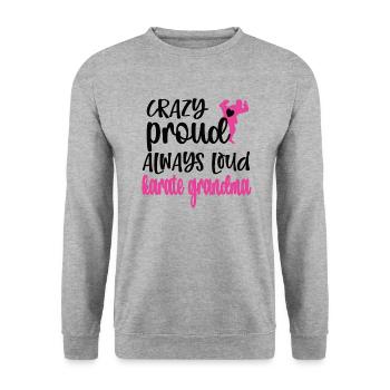 Meilleur cadeau de grand-mère de karaté Fière grand-mère de karaté - Sweat-shirt Unisexe - gris chiné - Devant - Alina (178cm) & Michal (187cm)