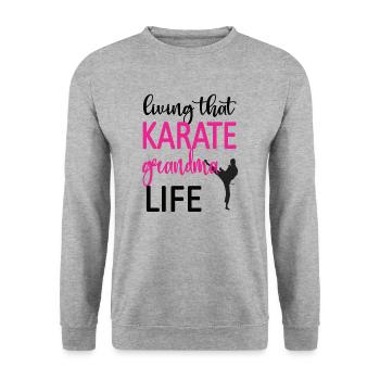 Meilleur cadeau de grand-mère de karaté Fière grand-mère de karaté - Sweat-shirt Unisexe - gris chiné - Devant - Alina (178cm) & Michal (187cm)