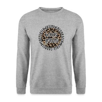 Stolze Bonus-Oma Beste Stiefgroßmutter Geschenk - Unisex Pullover - Weißgrau meliert - Vorne - Alina (178cm) & Michal (187cm)