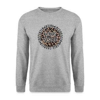 Bonus-Schwester Geschenk Beste Stiefschwester - Unisex Pullover - Weißgrau meliert - Vorne - Alina (178cm) & Michal (187cm)