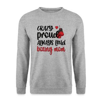 Proud Boxmama Gift Box Mother By Boxer Mama - Unisex Sweatshirt - salt & pepper - Front - Alina (178cm) & Michal (187cm)