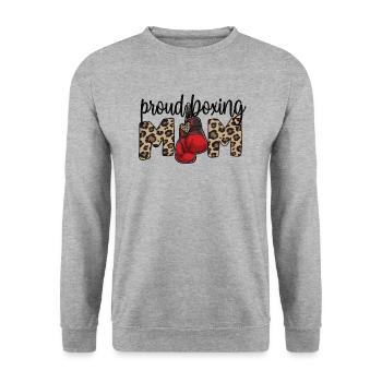 Maman de boxe fière maman de boxe du cadeau de maman boxeur - Sweat-shirt Unisexe - gris chiné - Devant - Alina (178cm) & Michal (187cm)