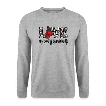 Boxoma Coffret Cadeau Grand-mère Fière Boxer Grand-mère - Sweat-shirt Unisexe - gris chiné - Devant - Alina (178cm) & Michal (187cm)